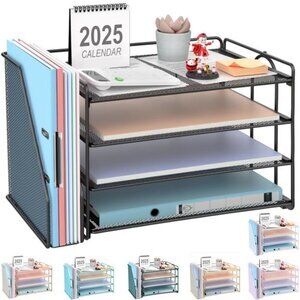 4 Tier Desk Organizer Paper File Tray Magazine Holder Office Supplies Storage
